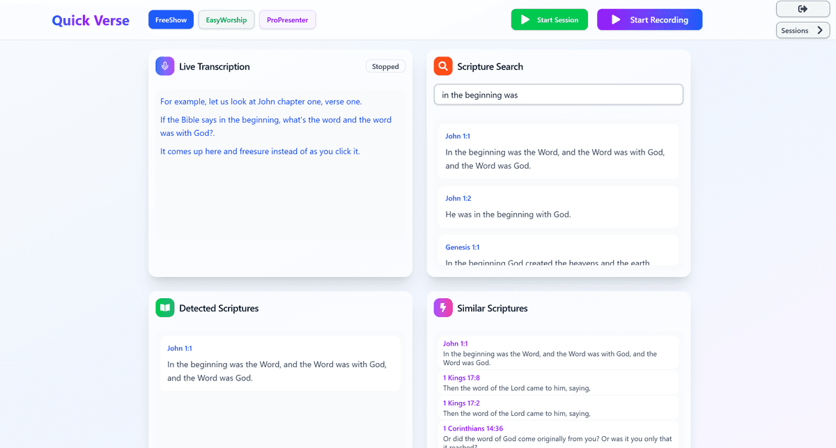 Quickverse QuickVerse - AI-Powered Sermon Assistant